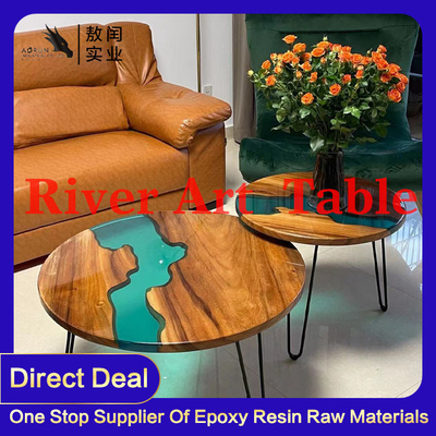 Solid Wood River Table Epoxy Resin Design No Odor Blush Resistant