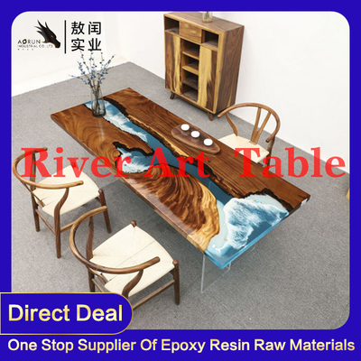 Edge River Epoxy Resin Dining Table Home Furniture Art Real Wood Live