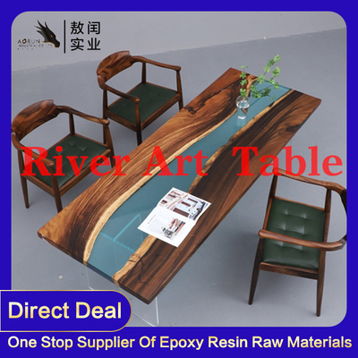 No Yellowing Art Jewelry Clear Epoxy Resin Table Cast Wood Surface