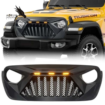 Car Grille For 2018-2022 Jeep Wrangler JL ABS Shark Grill Front Bumper Grille Glossy Black US Has Stocks