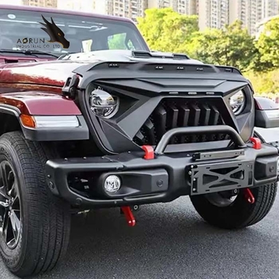 Car Grille For 2018-2022 Jeep Wrangler JL ABS Shark Grill Front Bumper Grille Glossy Black US Has Stocks